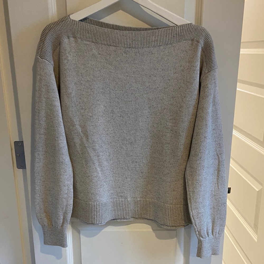 Everlane Light Gray Off-the-Shoulder Sweater